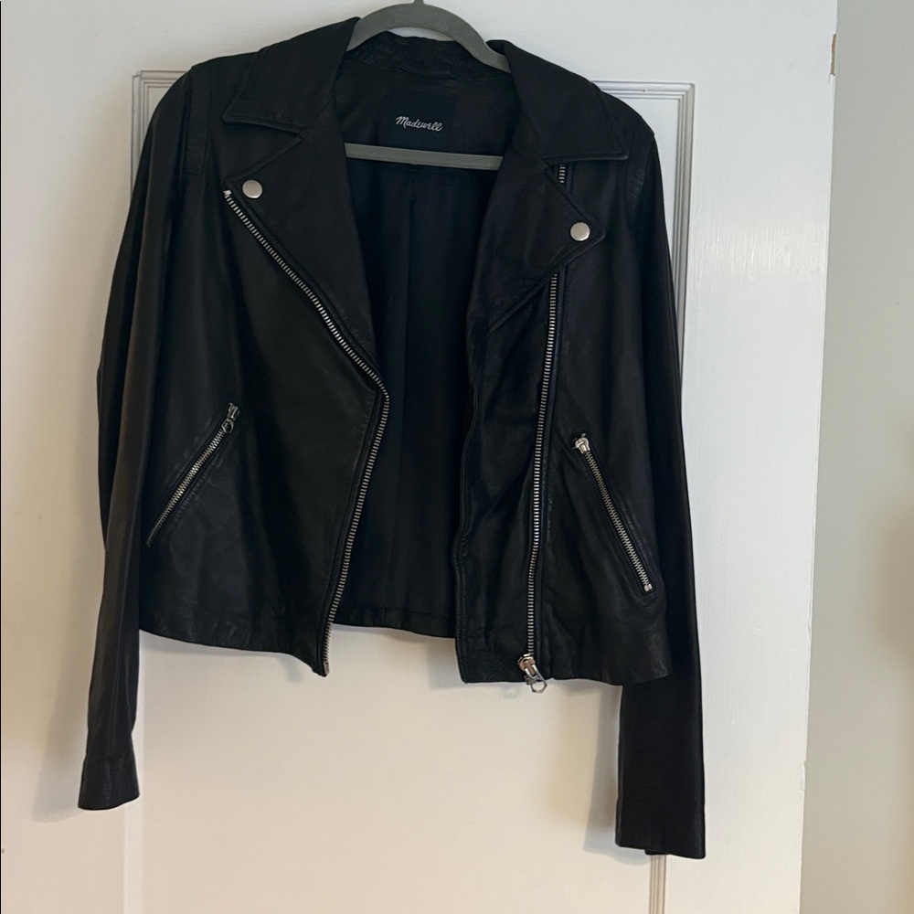 Madewell washed leather motorcycle jacket - Picture 6 of 10